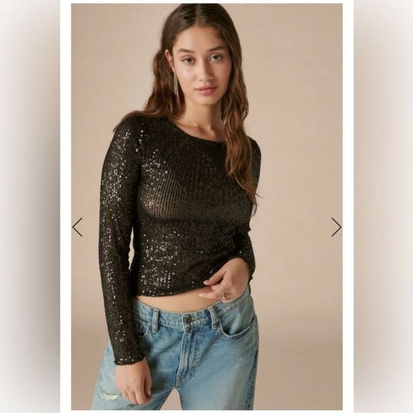 Lucky brand sequin knit tops size M - Picture 2 of 10
